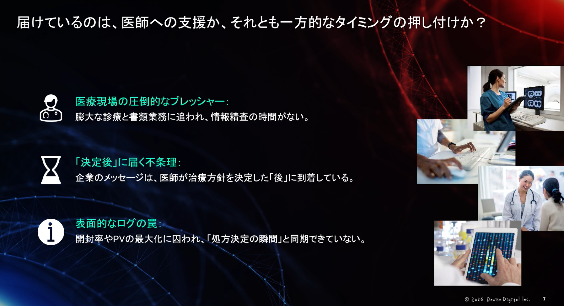 届けているのは、医師への支援か、それとも一方的なタイミングの押し付けか?